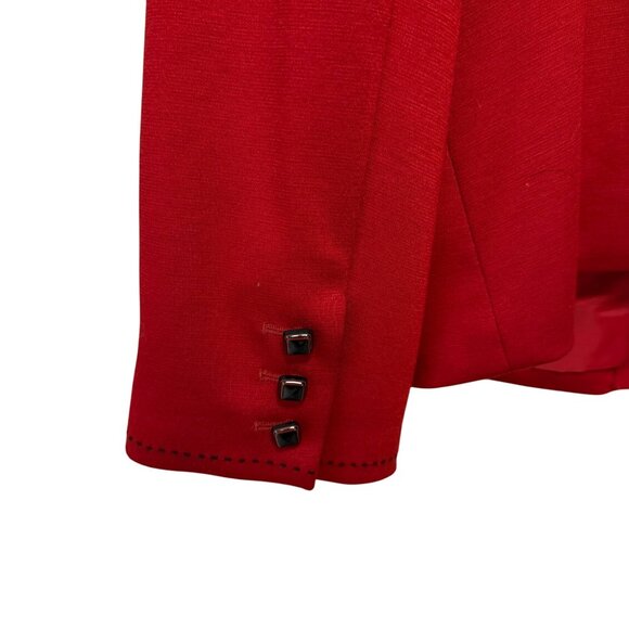 John Meyer Womens Blazer Jacket Plus Size 22W Red VTG Y2K Black Stitching Accent - Picture 15 of 16